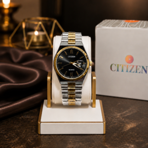 CITIZEN Quartz Classic Men's Watch | Two-Tone Gold & Silver Stainless Steel Strap | Emerald Green Dial with Date Display